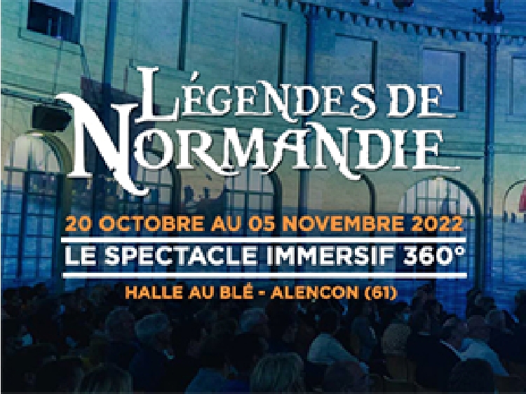 Légendes de Normandie, spectacle immersif, mapping vidéo à 360°. Imaginé et mis en place par We Are Kraft à la halle au blé d'Alençon